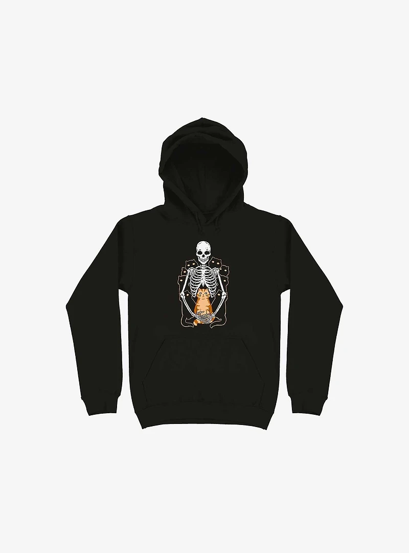 I Wish Was My Cat Skeleton Black Hoodie