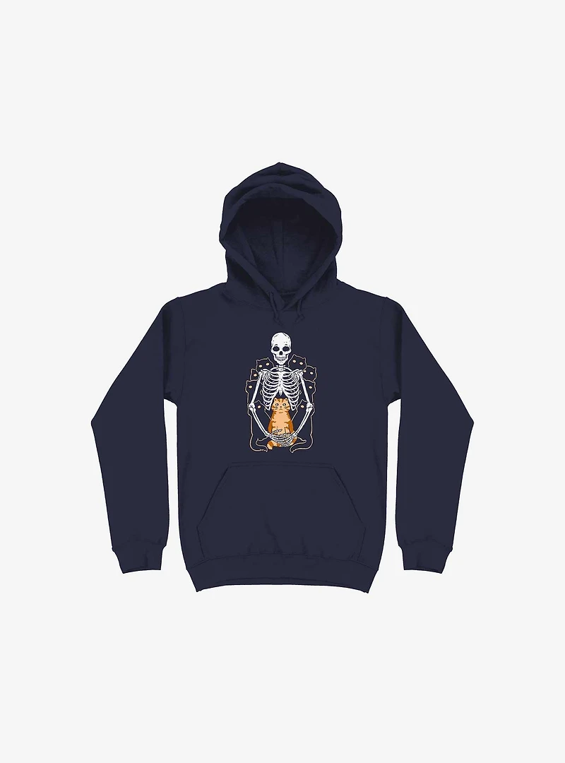 I Wish Was My Cat Skeleton Navy Blue Hoodie