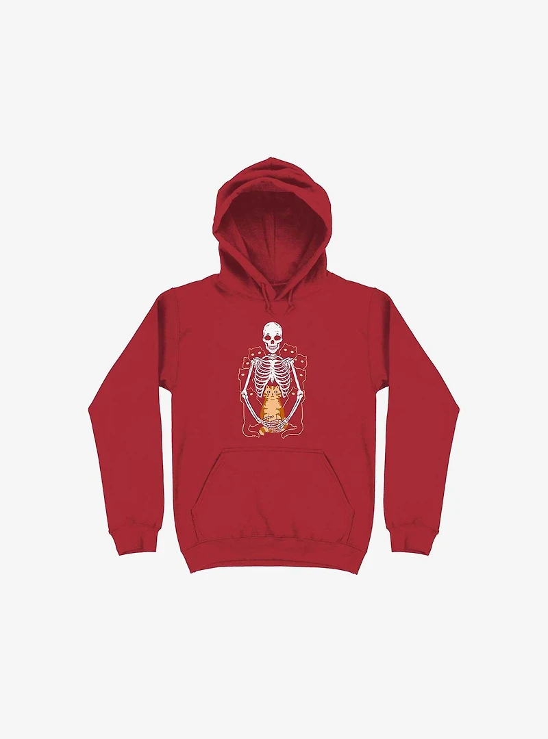 I Wish Was My Cat Skeleton Red Hoodie