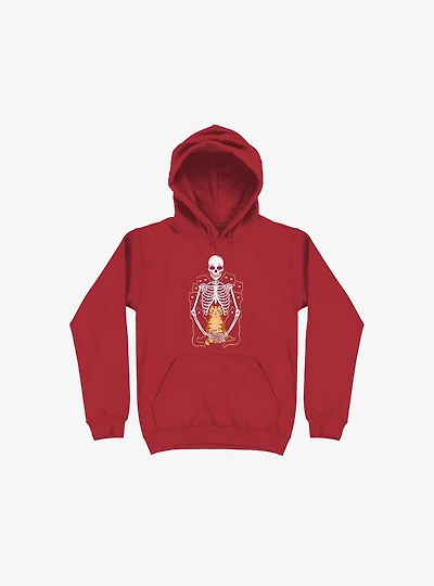 I Wish Was My Cat Skeleton Red Hoodie