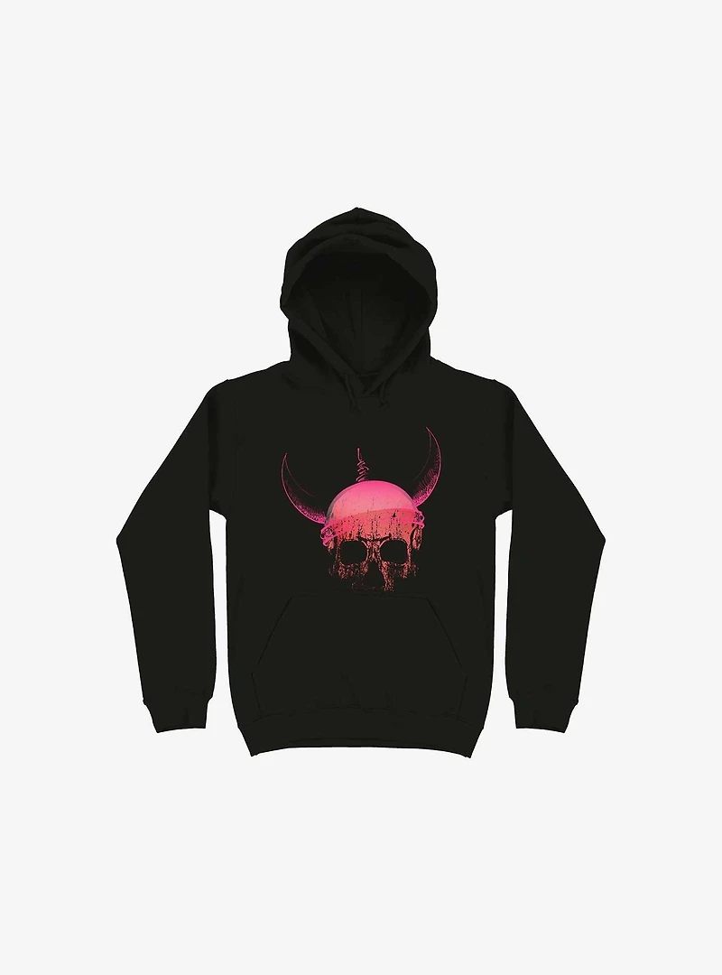 Blood Skull With Viking Helmet Black Hoodie
