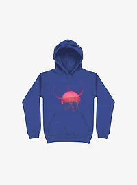 Blood Skull With Viking Helmet Royal Blue Hoodie