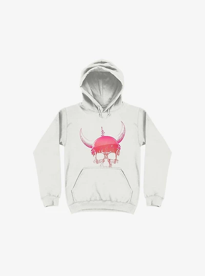 Blood Skull With Viking Helmet White Hoodie