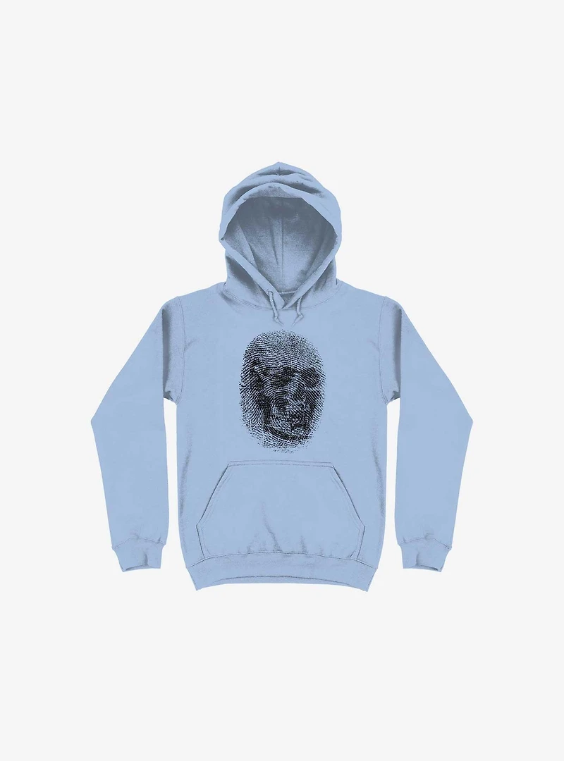 Unique And Equal Skull Fingerprint Light Blue Hoodie