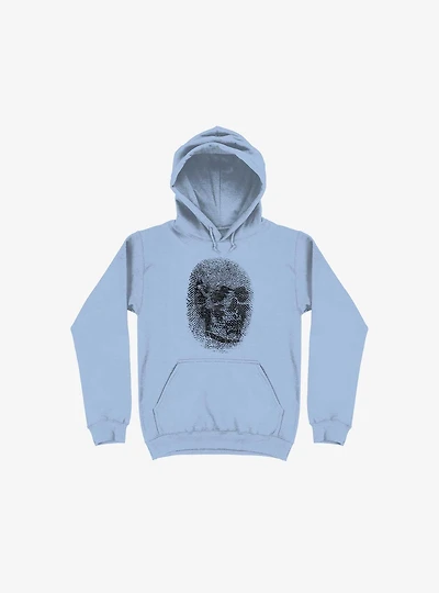 Unique And Equal Skull Fingerprint Light Blue Hoodie