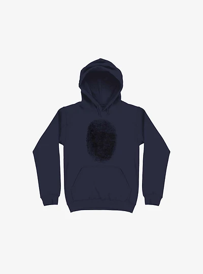 Unique And Equal Skull Fingerprint Navy Blue Hoodie