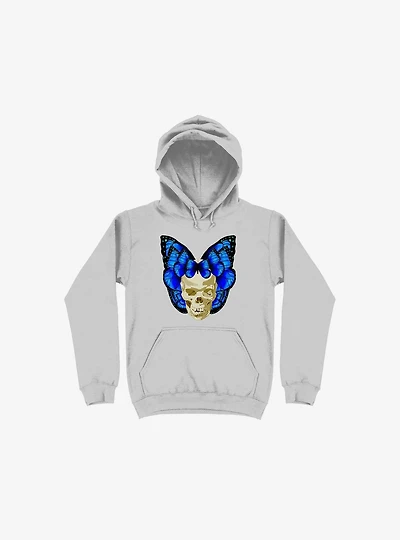 Wings Of Death Butterfly Skull Silver Hoodie