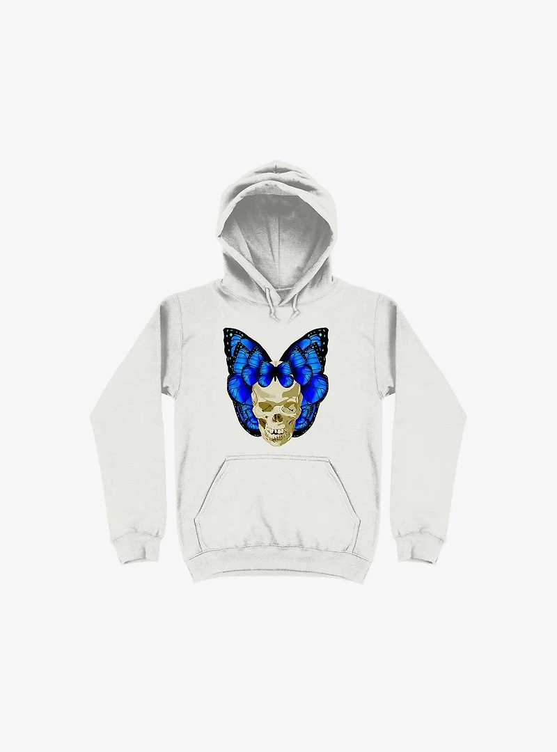 Wings Of Death Butterfly Skull White Hoodie