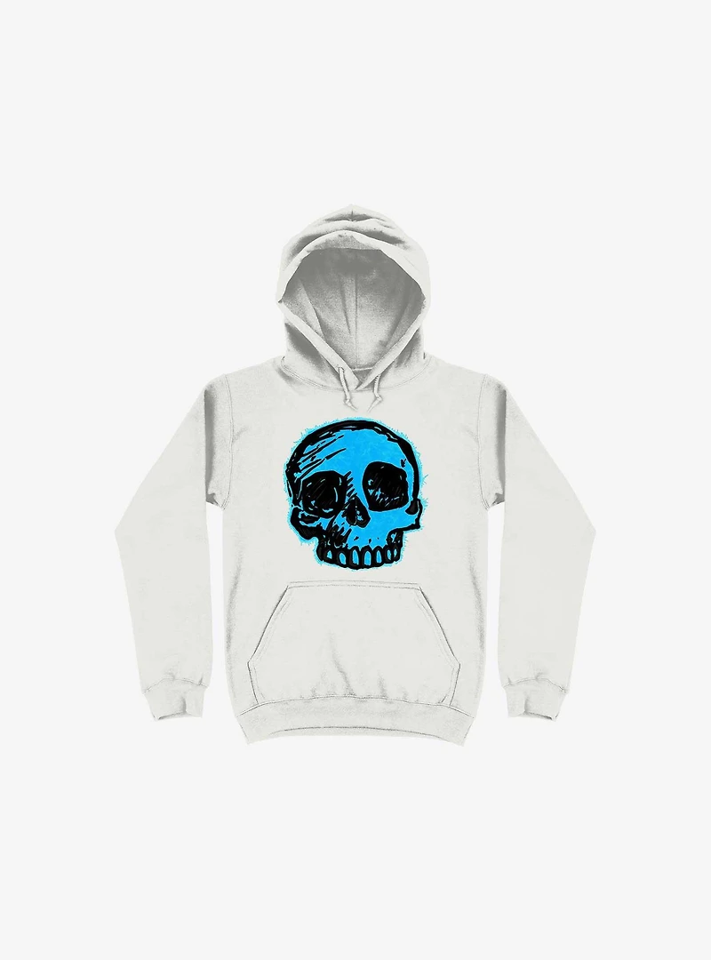 Blue Skull White Hoodie