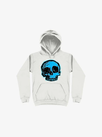 Blue Skull White Hoodie