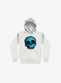 Blue Skull White Hoodie