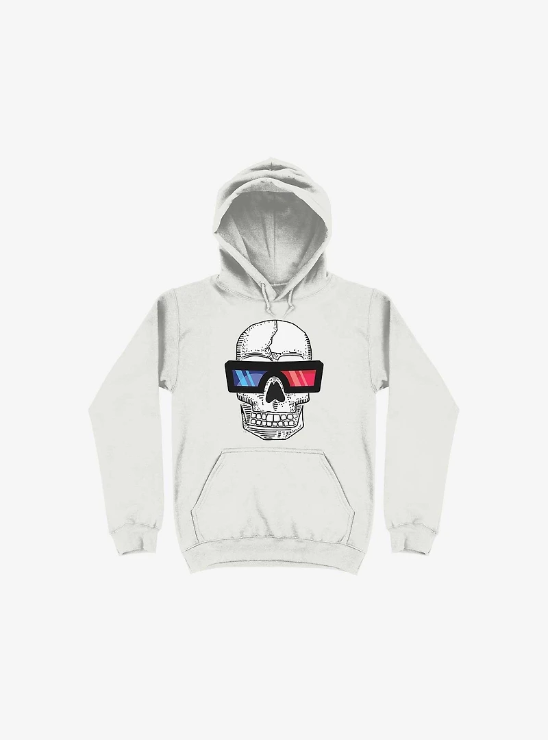 Happy Skull Living Life 3D White Hoodie