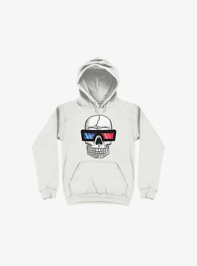 Happy Skull Living Life 3D White Hoodie