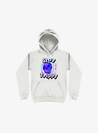 Stay Trippy Cute Retro Aesthetic Universal Vibe Skull White Hoodie
