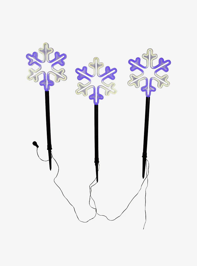 Multicolor Led Snowflake Yard Stake Set