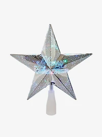 Light Merry Christmas Silver Star Tree Topper