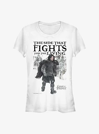 Game Of Thrones Jon Snow Fight For The Living Girls T-Shirt