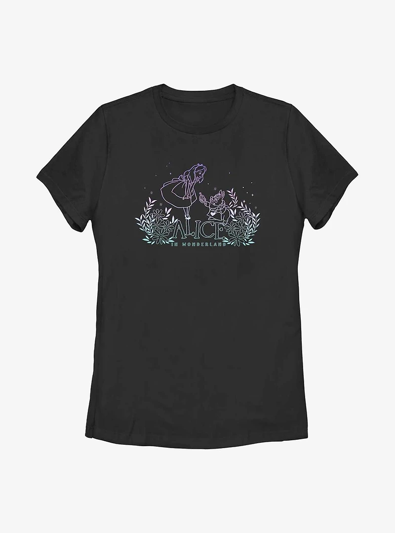 Disney Alice Wonderland Gradient & White Rabbit Womens T-Shirt
