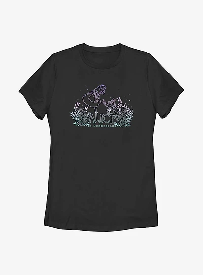 Disney Alice Wonderland Gradient & White Rabbit Womens T-Shirt
