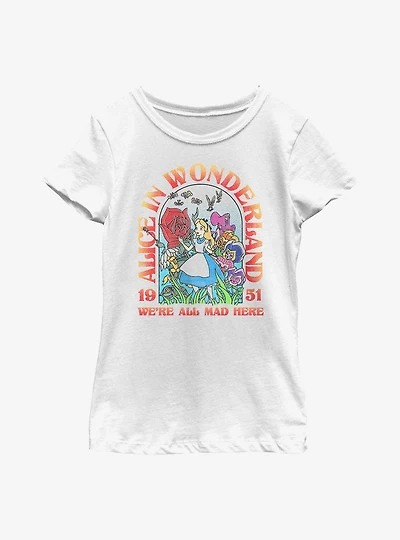Disney Alice Wonderland 1951 We're All Mad Here Youth Girls T-Shirt
