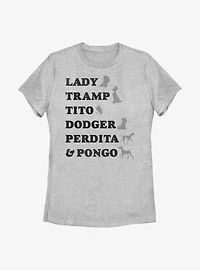 Disney Dogs Name Stack Womens T-Shirt