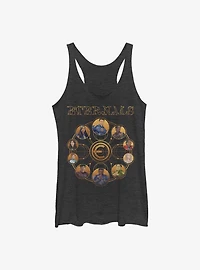 Marvel Eternals Circular Gold Group Womens Tank Top