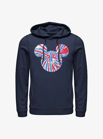 Disney Mickey Mouse Tie Dye Red White Blue Hoodie