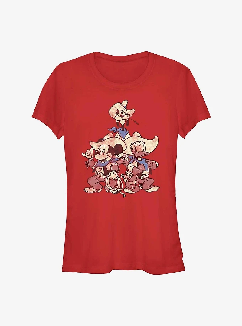 Disney Mickey Mouse, Goofy & Donald Vintage Cowboys Girls T-Shirt