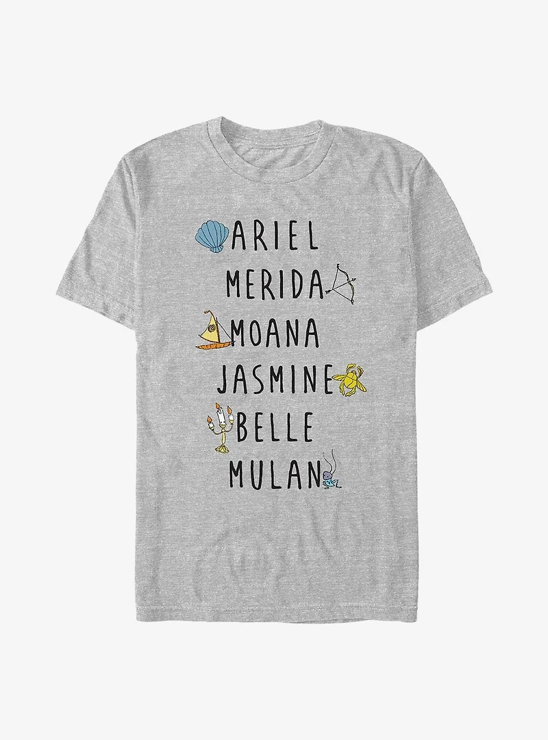 Disney Princess Name Stack T-Shirt