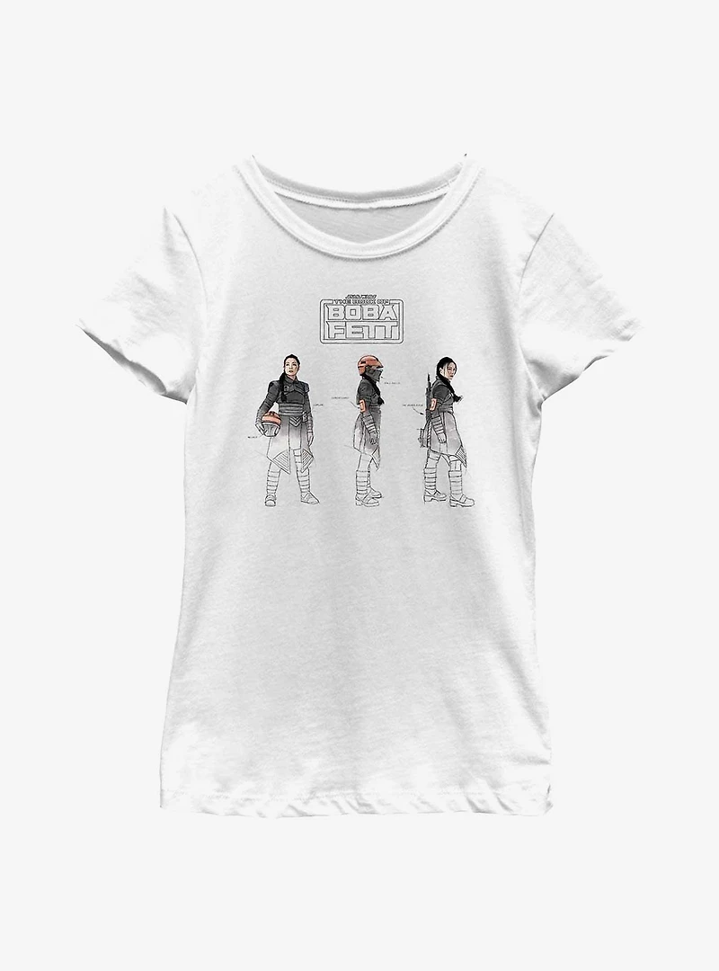 Star Wars: The Book Of Boba Fett Fennec Painted Sketches Youth Girls T-Shirt