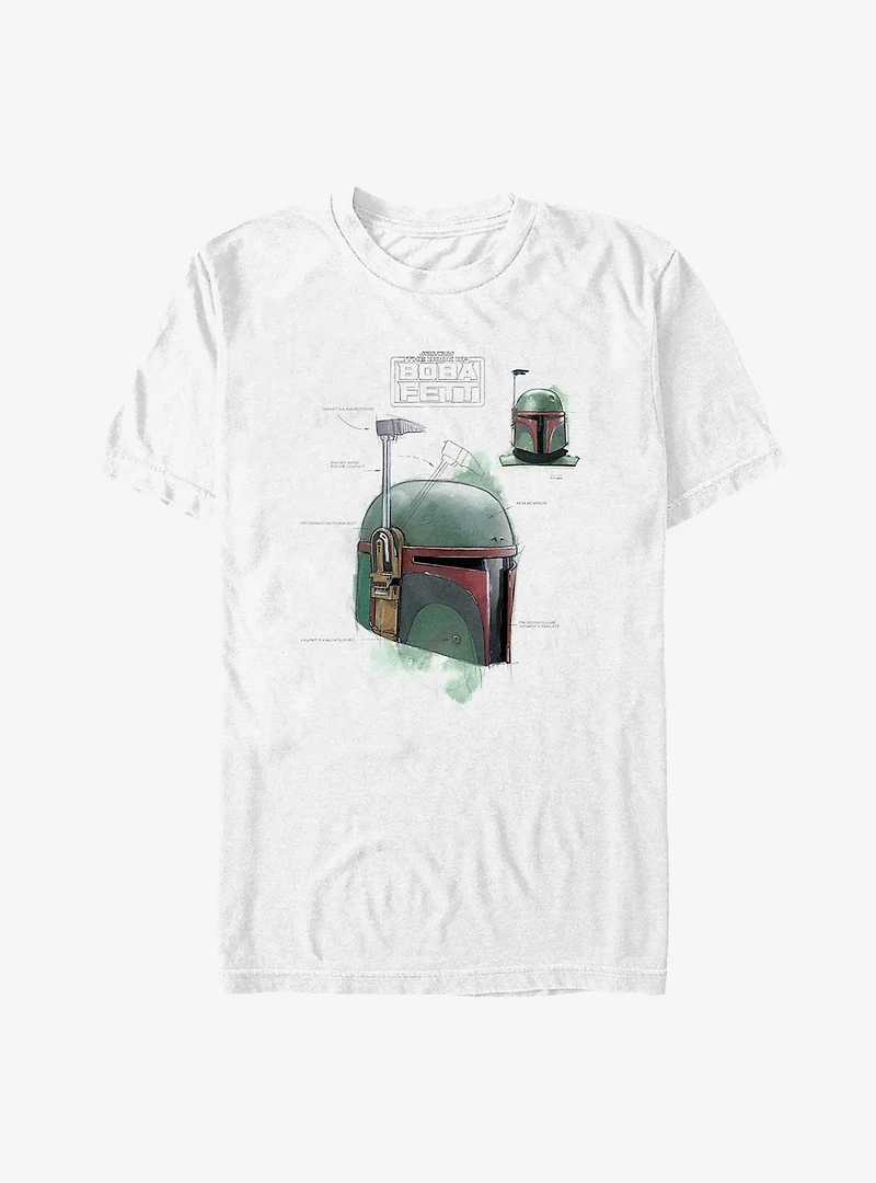 Star Wars: The Book Of Boba Fett Helmet Schematic Painted T-Shirt