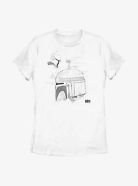 Star Wars: The Book Of Boba Fett Grayscale Helmet Sketch Womens T-Shirt