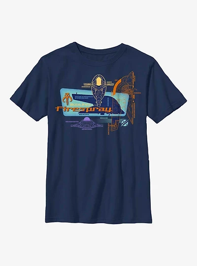 Star Wars: The Book Of Boba Fett Firespray Blueprint Youth T-Shirt