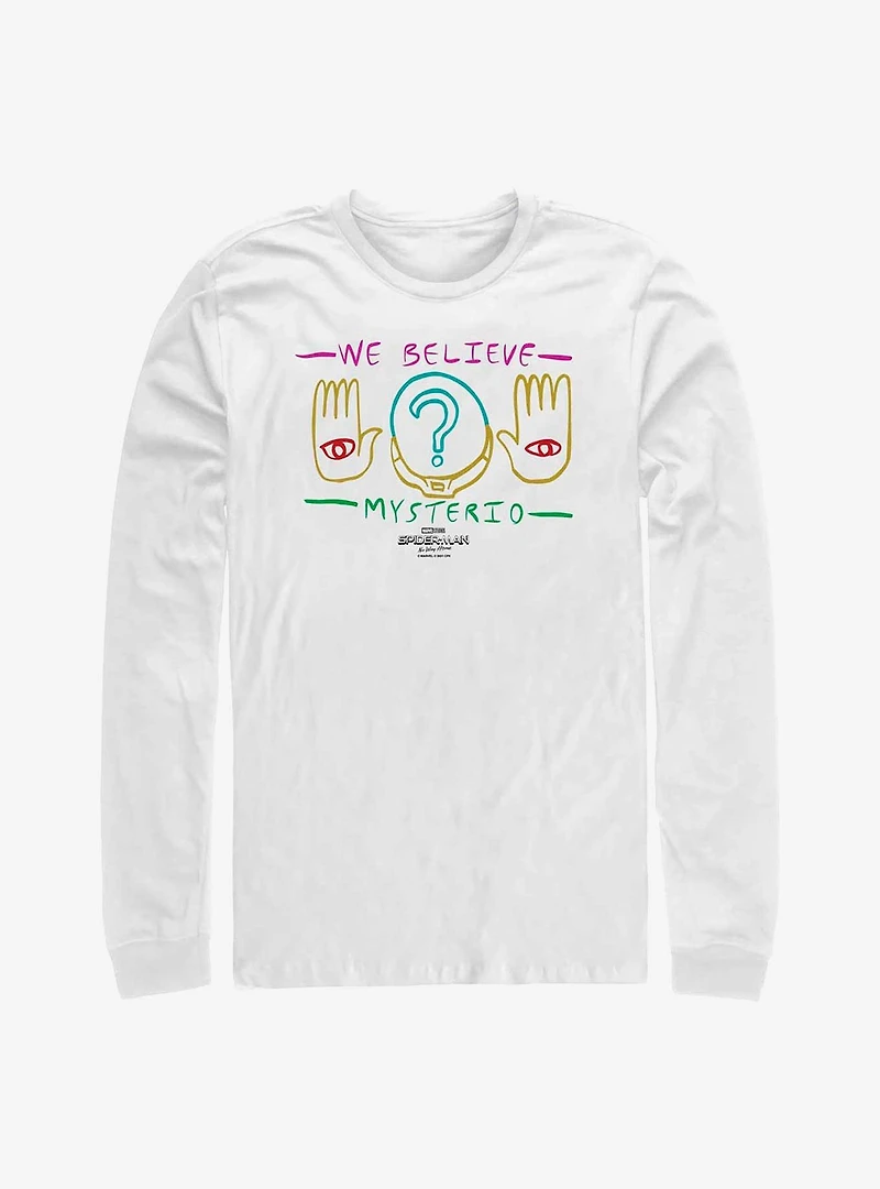 Marvel Spider-Man: No Way Home We Believe Mysterio Drawing Long-Sleeve T-Shirt