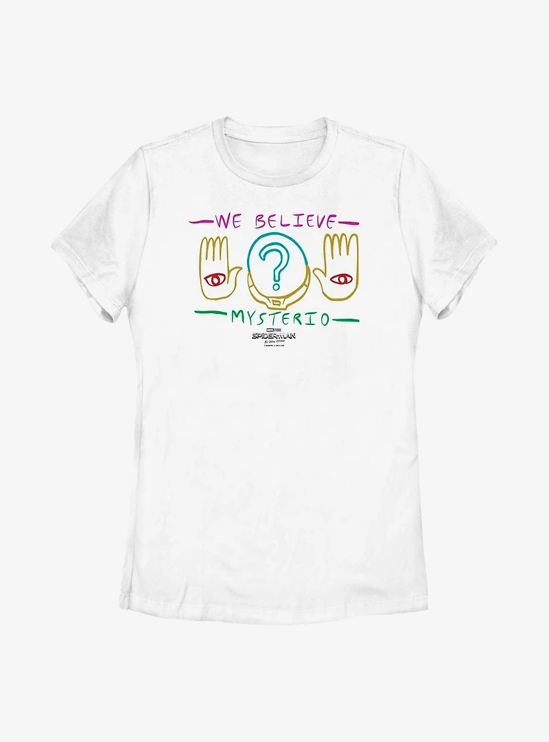 Marvel Spider-Man: No Way Home We Believe Mysterio Drawing Womens T-Shirt