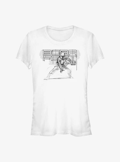 Star Wars The Book Of Boba Fett Lives Pencil Sketch Girls T-Shirt