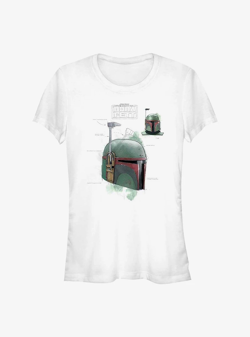 Star Wars The Book Of Boba Fett Helmet Schematic Painted Girls T-Shirt
