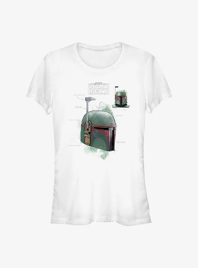 Star Wars The Book Of Boba Fett Helmet Schematic Painted Girls T-Shirt