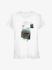 Star Wars The Book Of Boba Fett Helmet Schematic Painted Girls T-Shirt