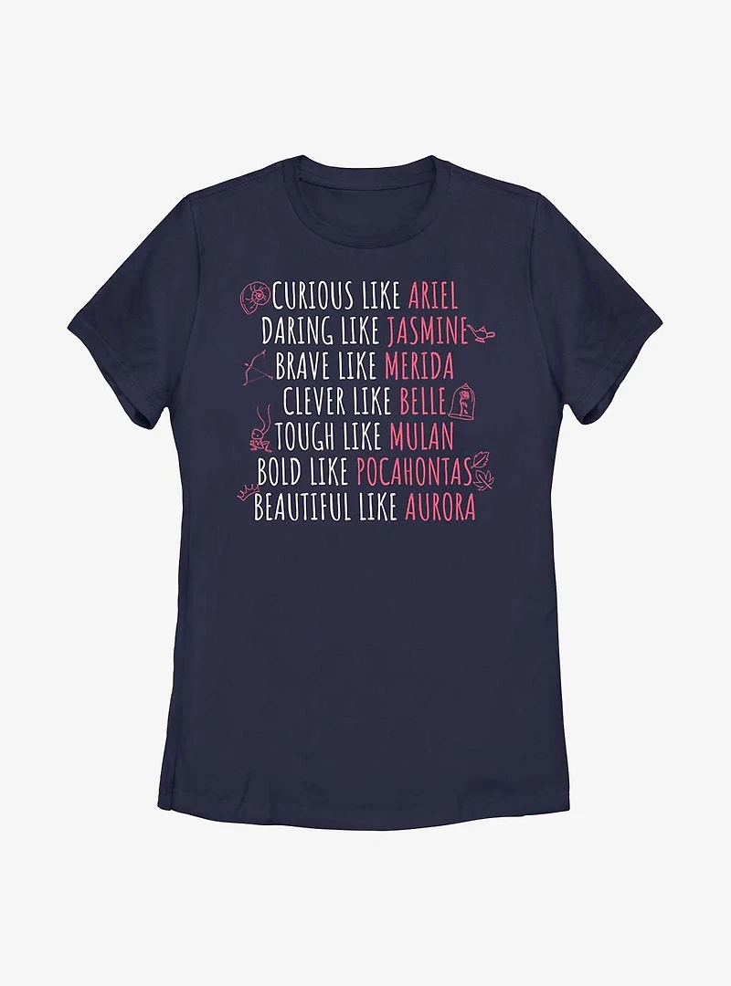 Disney Princesses Character Traits Womens T-Shirt