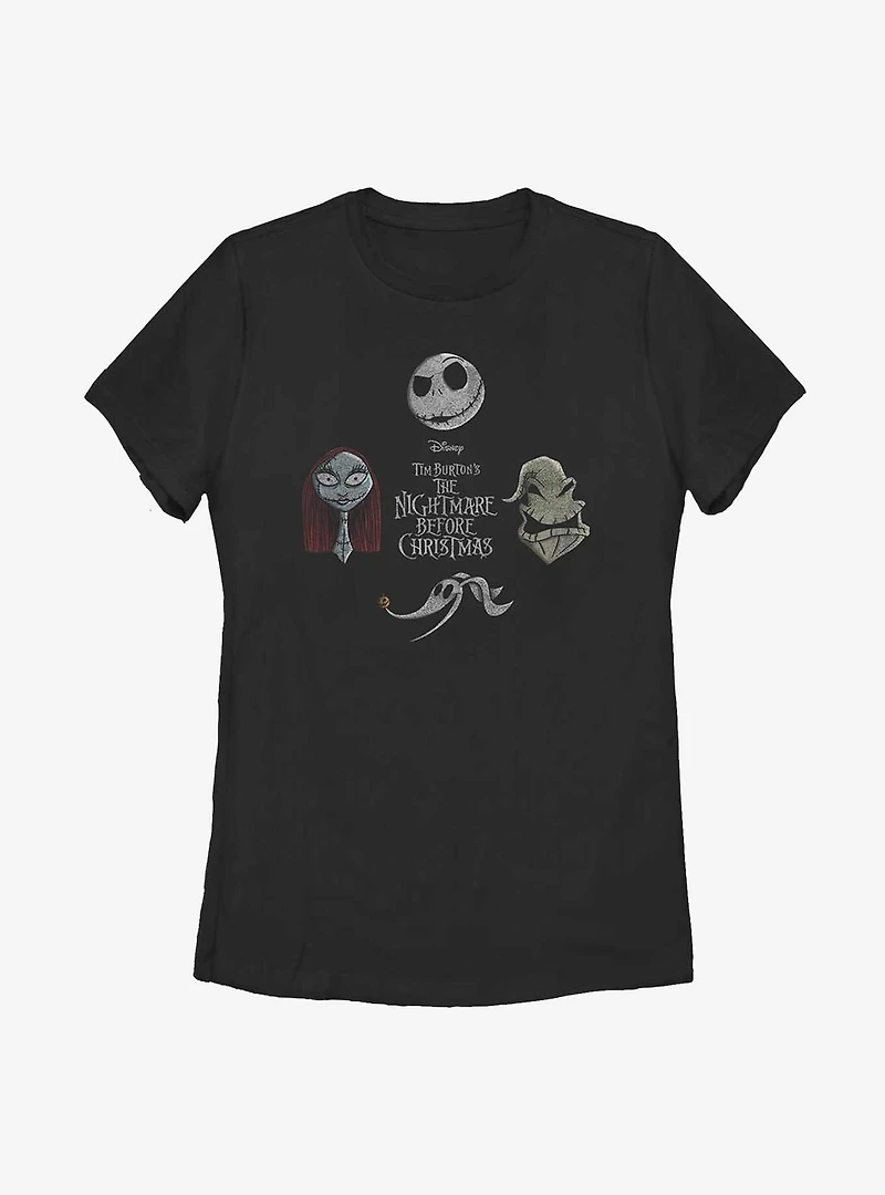 Disney Nightmare Before Christmas Heads Up Womens T-Shirt