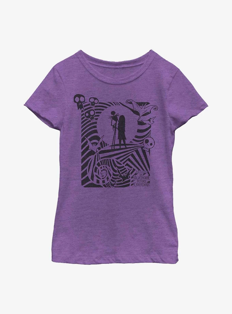 Disney Nightmare Before Christmas Hypnotic Jack And Sally Youth Girls T-Shirt