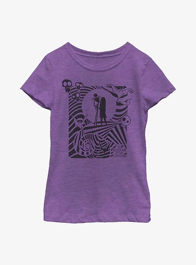 Disney Nightmare Before Christmas Hypnotic Jack And Sally Youth Girls T-Shirt