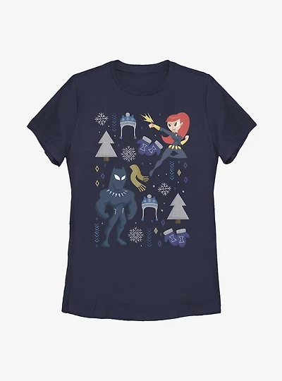 Marvel Black Panther & Widow Holiday Womens T-Shirt