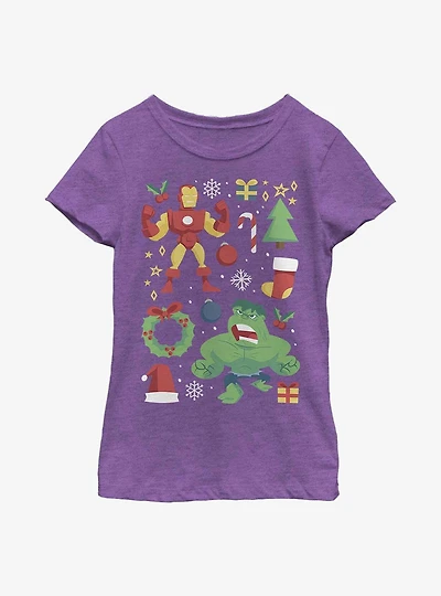 Marvel Avengers Holiday Cheer Youth Girls T-Shirt
