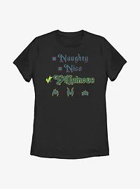 Disney Villains Villainous Checklist Womens T-Shirt