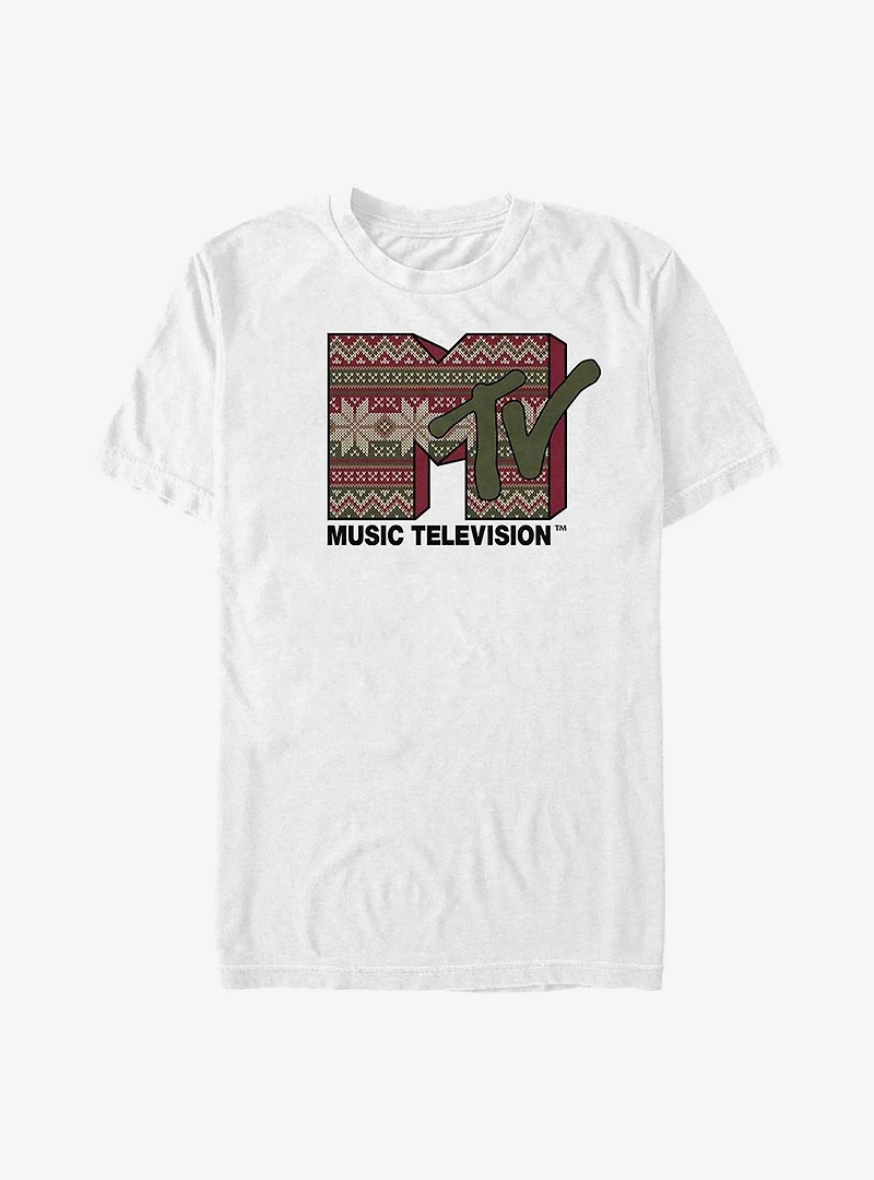 MTV Christmas Sweater Pattern Fill T-Shirt