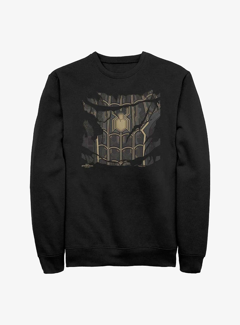 Marvel Spider-Man: No Way Home Black Ripped Suit Crew Sweatshirt