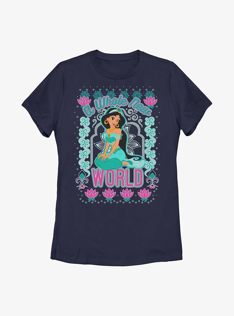 Disney Aladdin Jasmine A Whole New World Pattern Womens T-Shirt