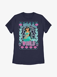 Disney Aladdin Jasmine A Whole New World Pattern Womens T-Shirt